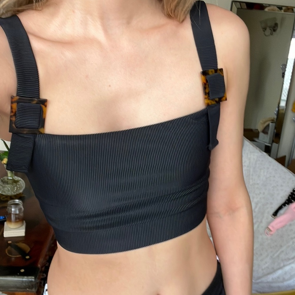 Beach Riot x REVOLVE Ribbed Tortoise Buckle Strap Crop Top Sports Bra Bikini